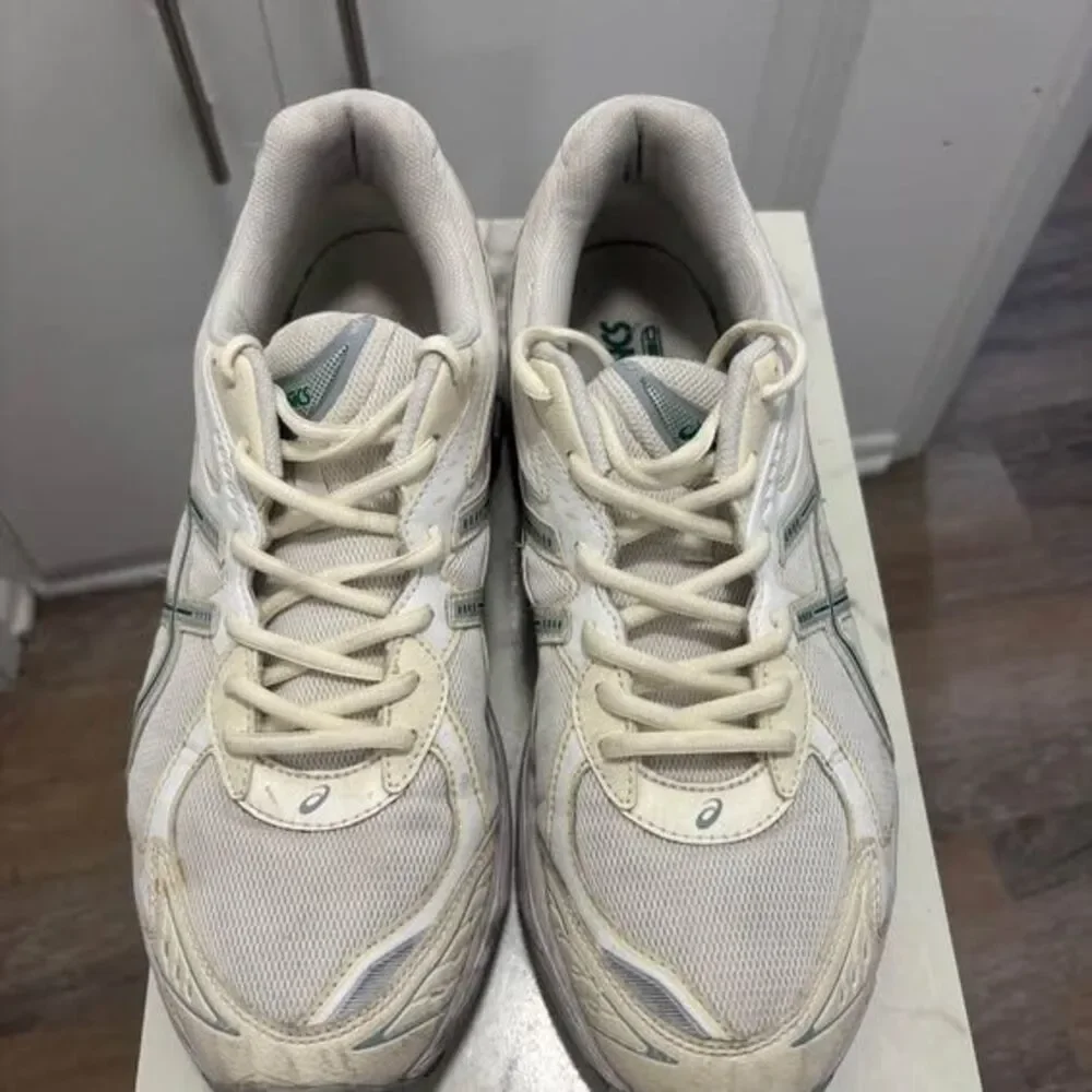Asics GT-2160 White Cream Green Mesh Running Shoes Sneakers Mens Size 12